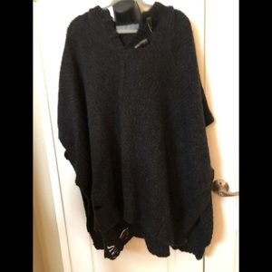 RAQUEL ALLEGRA CHARCOAL GREY PONCHO